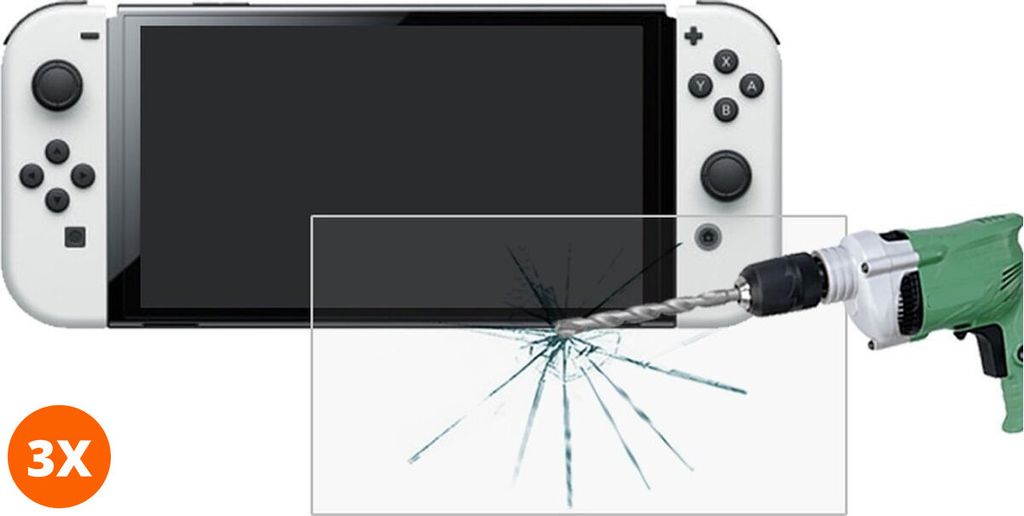 Mobigear 9.98 Nintendo Switch OLED Panzerglas Gehärtetes Glas Displayschutz - Hüllenfreundlich (3er Pack)
