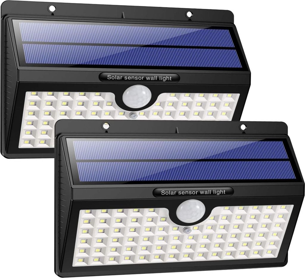 2er Set Solar Außenleuchten mit Sensor, 78 LEDs Wandlampen, Produktbild 