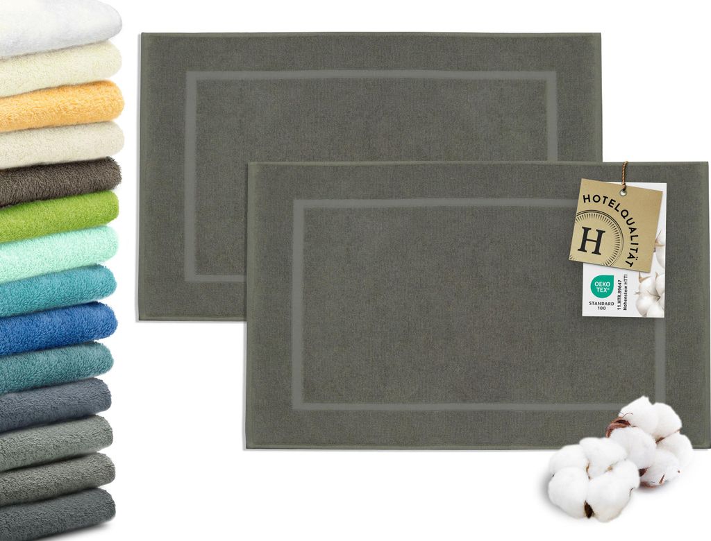 Badematten 2er Set, taupe, 50x80 cm, 100% Baumwolle