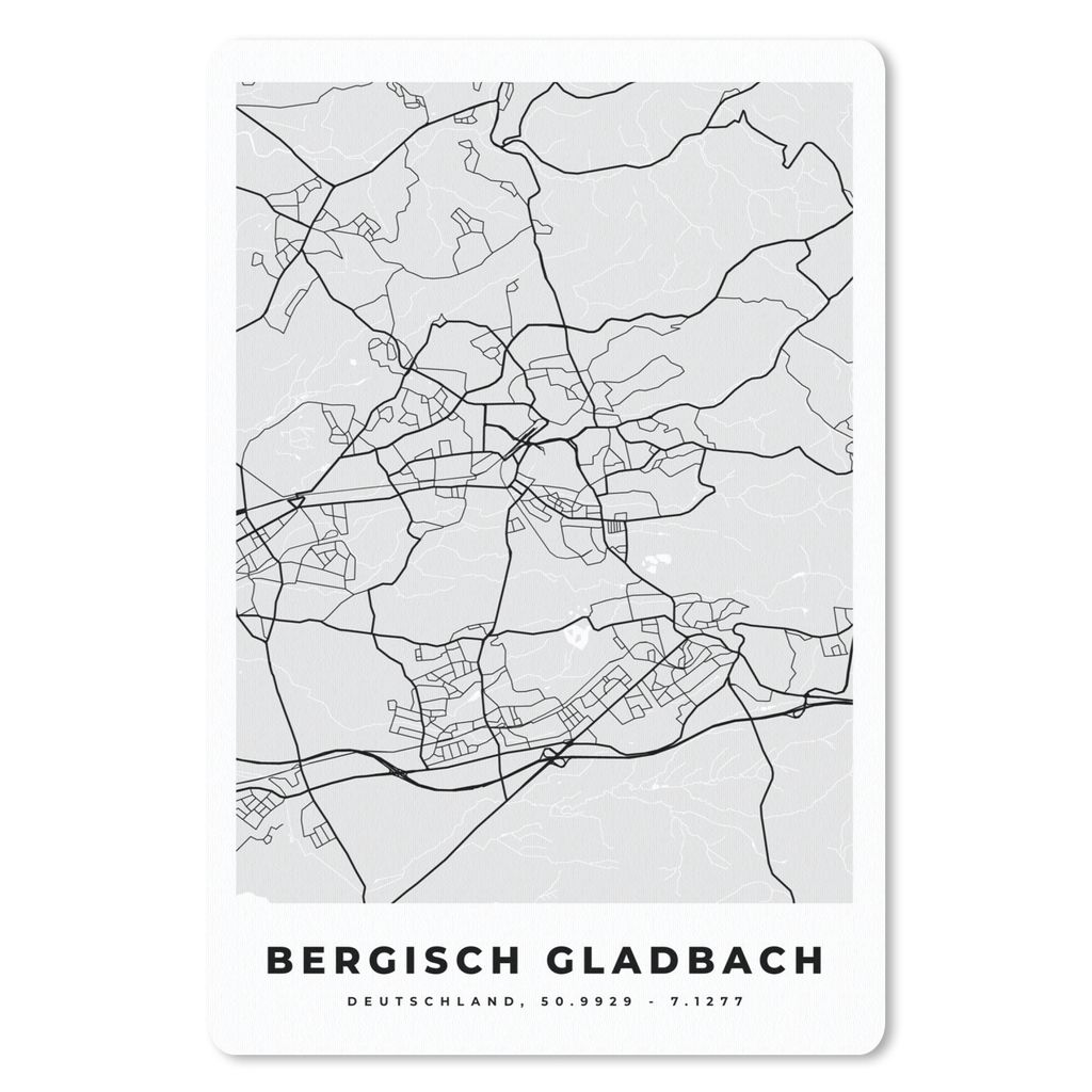 MuchoWow Mauspad Mousepad Karte - Bergisch Gladbach - Karte - Deutschland 18x27 cm - Mousepads - Maus Mat - Pad - Mausunterlage