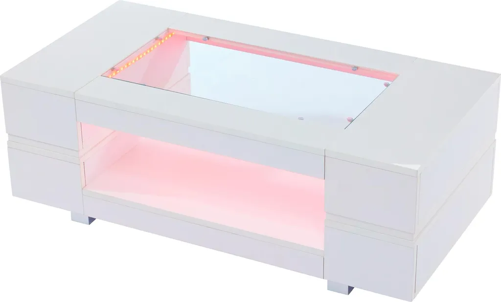 Sweiko Table Basse LED Blanche Bluetooth - Table de Salon Design Moderne - 18