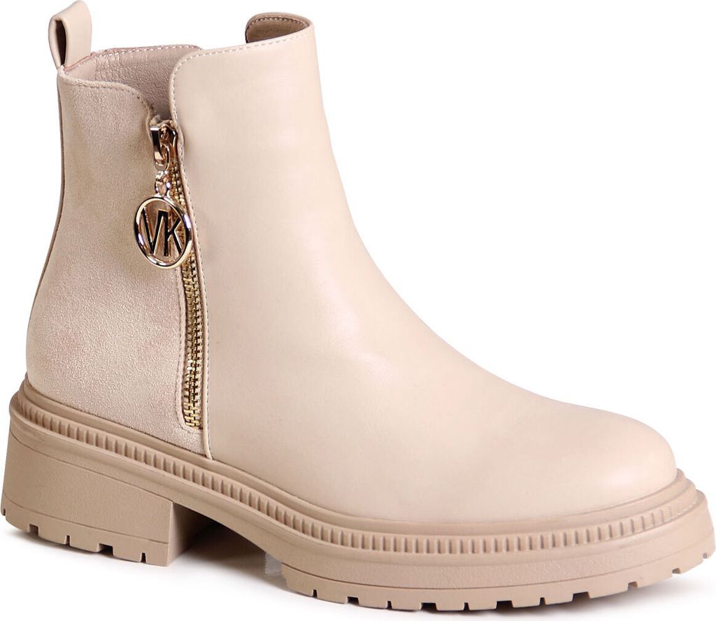 topschuhe24 2938 Damen Plateau Stiefeletten Chelsea Boots, Farbe:Beige, Größe:37 EU