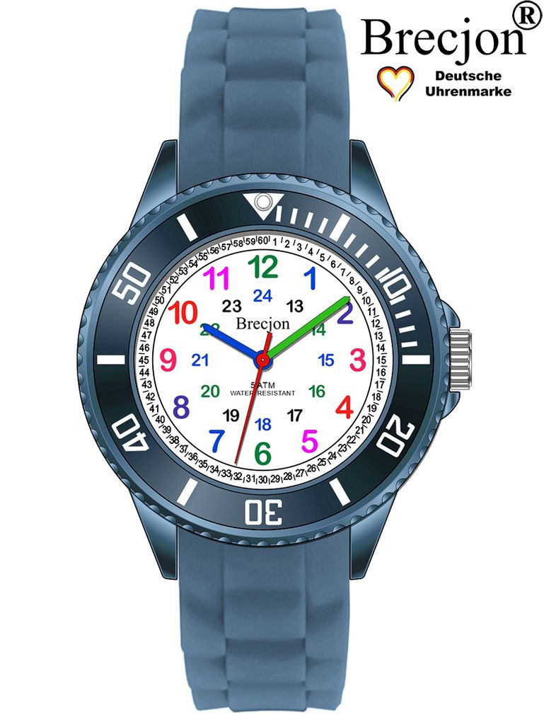 Brecjon Lernuhr Kinderuhr marine blau ATM wasserdicht 2001