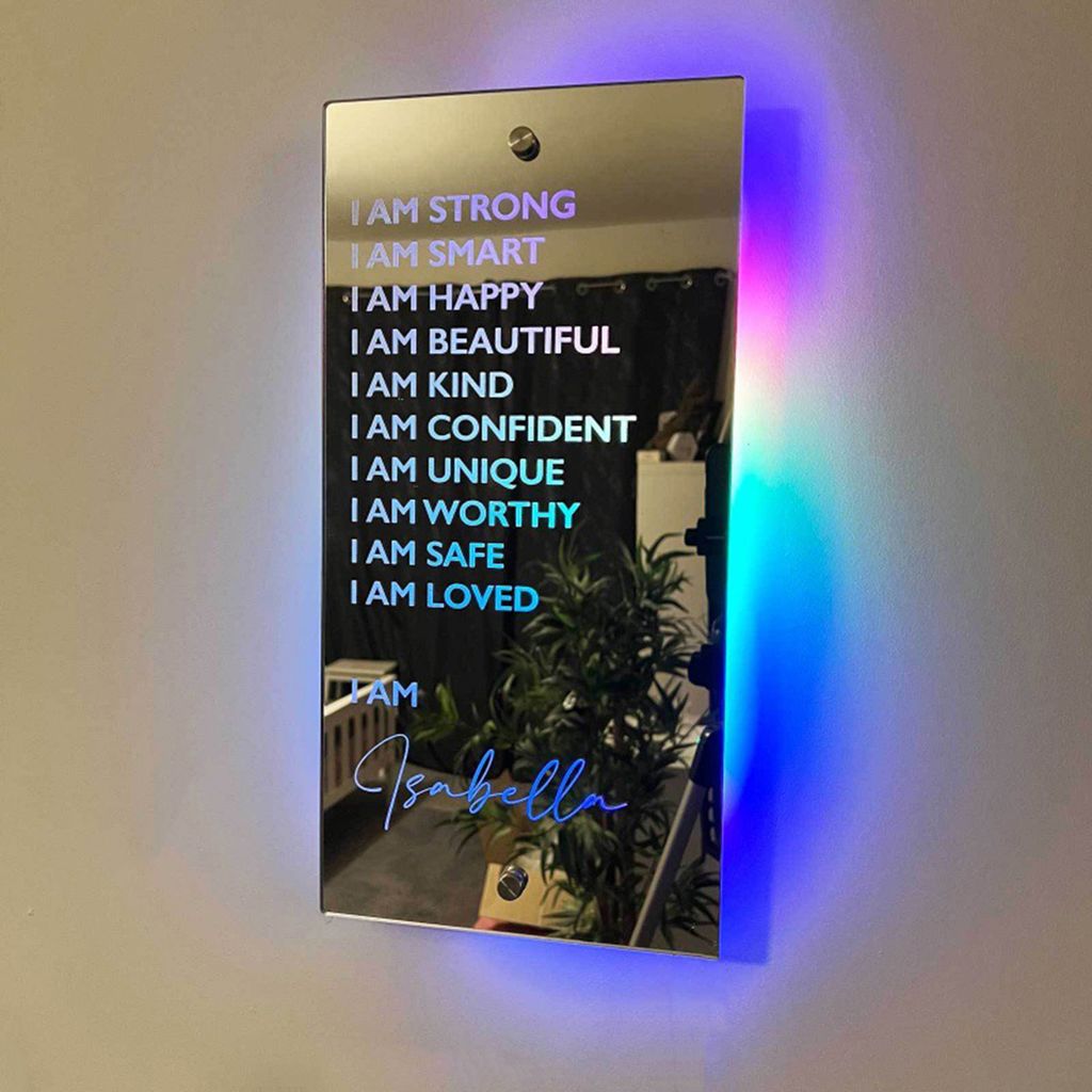 Wandspiegel einfach zu installieren wasserdichte USB-Plug-and-Play-Wohnzimmer-Bestätigungsspiegel mit farbigem LED Light Home Decor