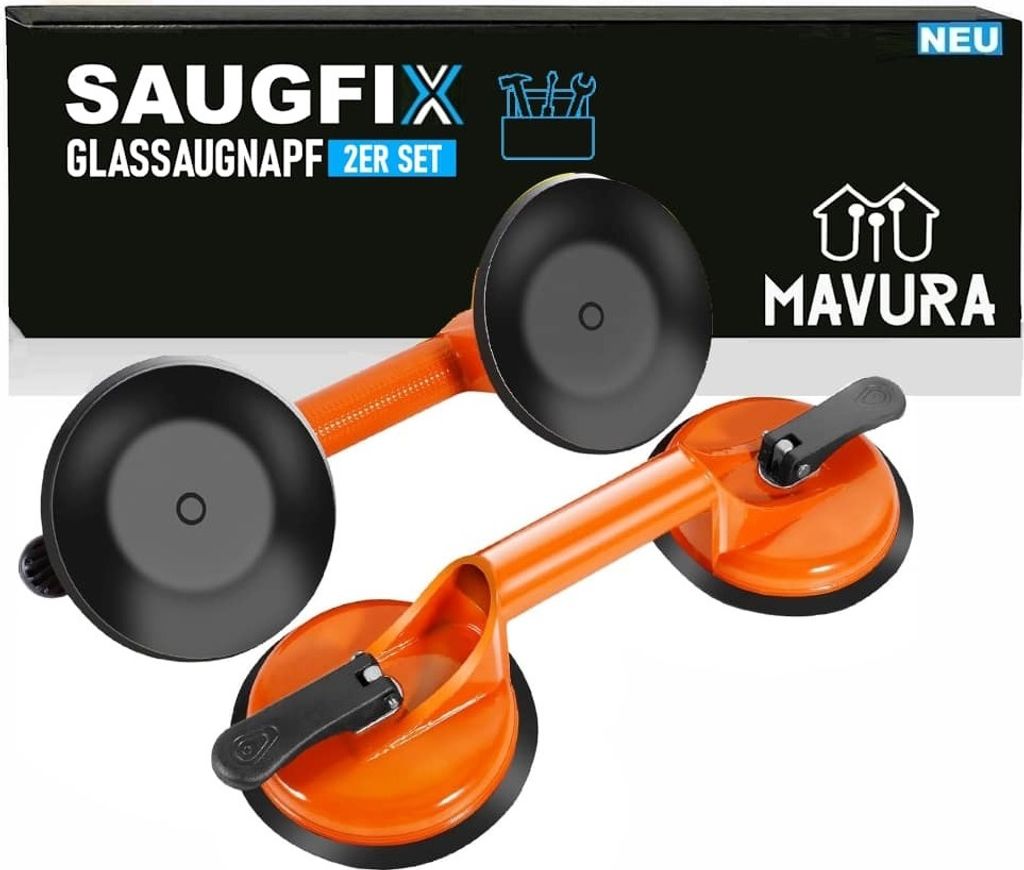 SAUGFIX Doppel-Saugheber Glasheber Fliesenheber Saugnapf Glas Vakuumheber 2er