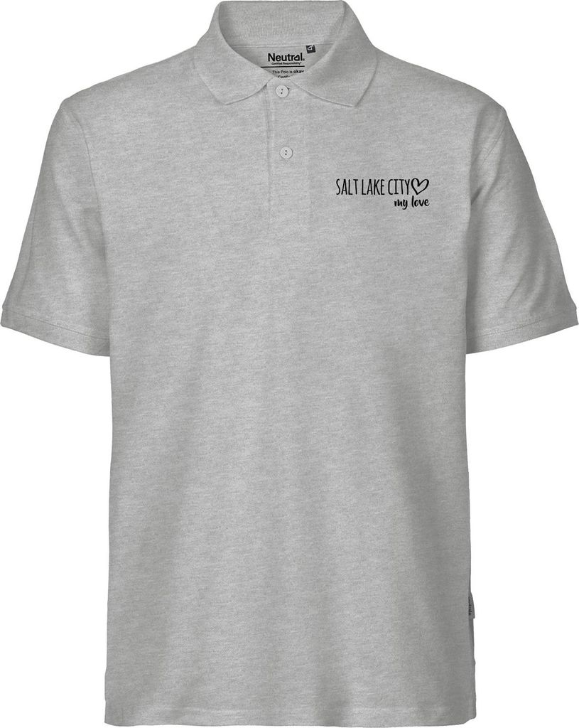 Huuraa Herren Polo Shirt Salt Lake City my love XXL Sport Grey Bio Baumwolle Fairtrade Poloshirt Geschenkidee