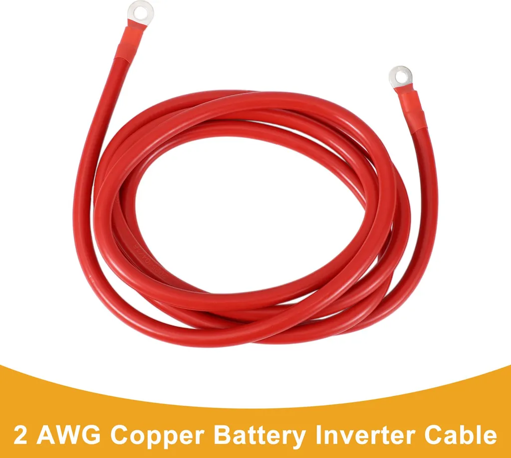 Câble Batterie Cuivre Étamé 2AWG 270cm avec Cosses OT 3/8" et 5/16" Rouge