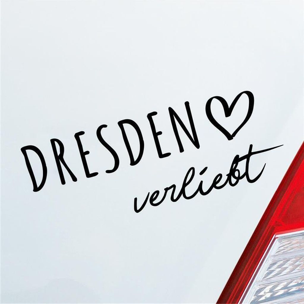 Auto Aufkleber Dresden verliebt Herz Stadt Heimat Liebe Car 19x7 cm Schwarz Matt Sticker Heckscheibenaufkleber