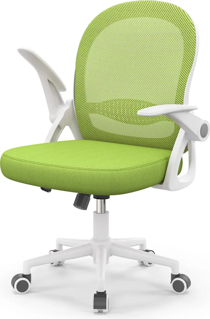 Sedia Scrivania Verde Ergonomica: Design Traspirante e Braccioli Pieghevoli