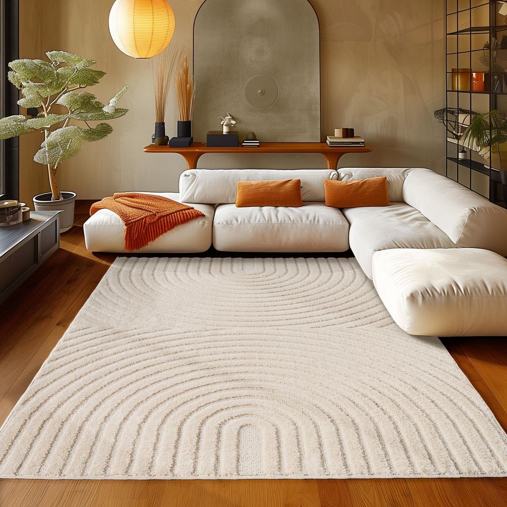 Teppium Hochflor Teppich Wohnzimmer Skandinavische Boho Design 3D Optik Teppich Shaggy Flauschig Weich, Grösse: 140x200 cm