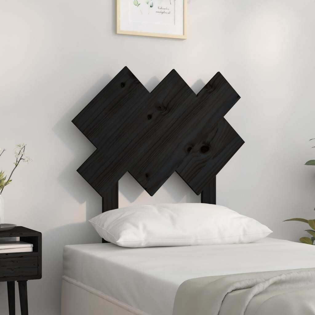 "2026 Promotion" Kopfteil moderne - Schwarz 72,5x3x81 cm Massivholz Kiefer - Bettkopfteil CC28509
