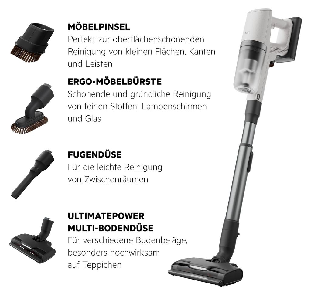 AEG AP82UB25SH, Stabstaubsauger, Beutellos, Weiß, Produktbild 