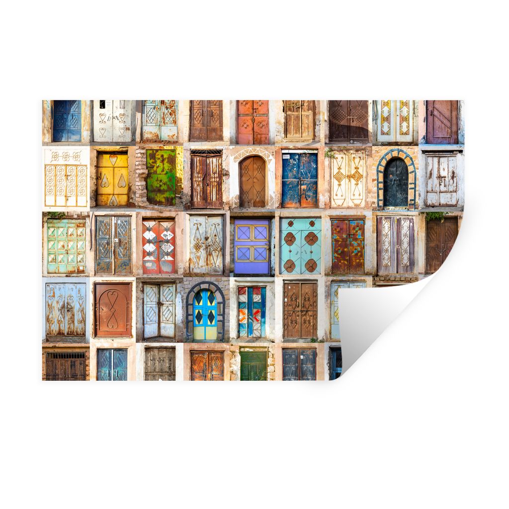MuchoWow Wandtattoo Wandsticker Wandaufkleber Türen - Architektur - Vintage - Collage 30x20 cm Selbstklebend und Repositionierbar - Wierderverwe...