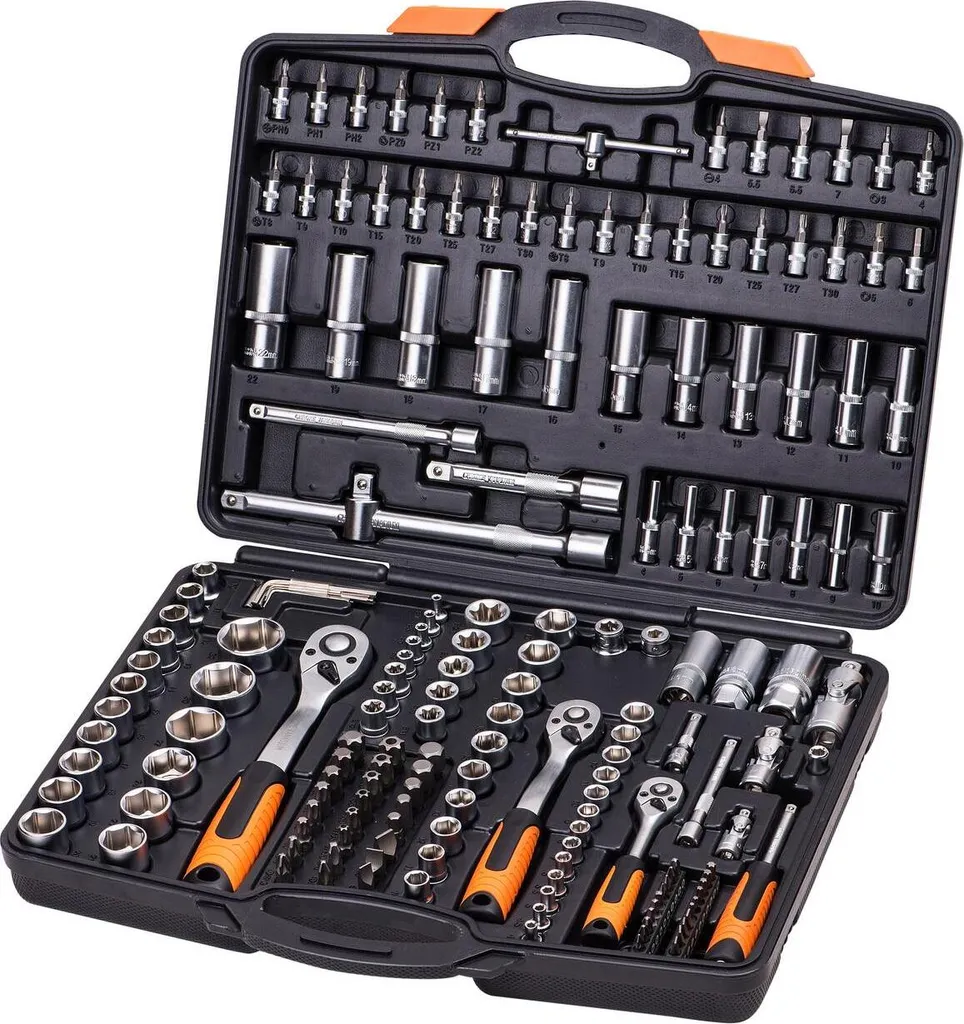 Coffret de Serrage 171 Pièces en Acier Renforcé - Kit Tri-Format 1/2 3/8 1/4