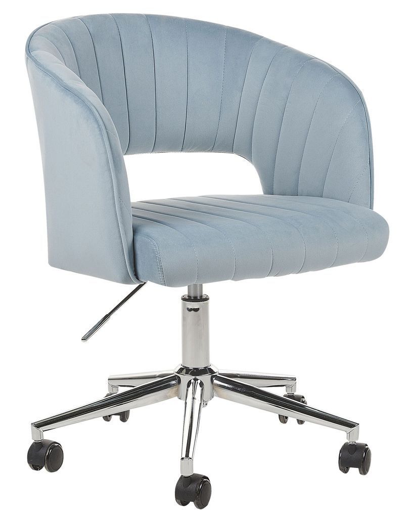 BELIANI Bürostuhl Hellblau Samtstoff mit Armlehnen Höhenverstellbar Rollbar Drehbar Home-Office Büro Arbeitszimmer Ausstattung Sitzmöbel Arbeit...