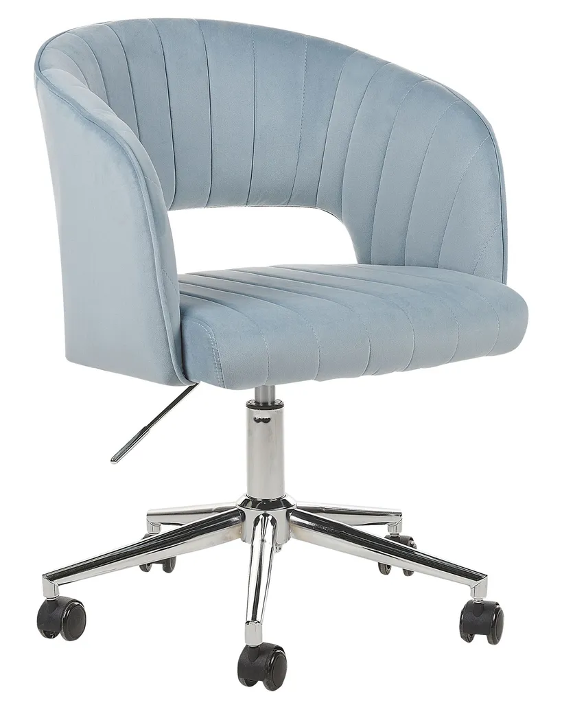 Chaise de bureau pivotante velours bleu Katonah : Hauteur Réglable Pro