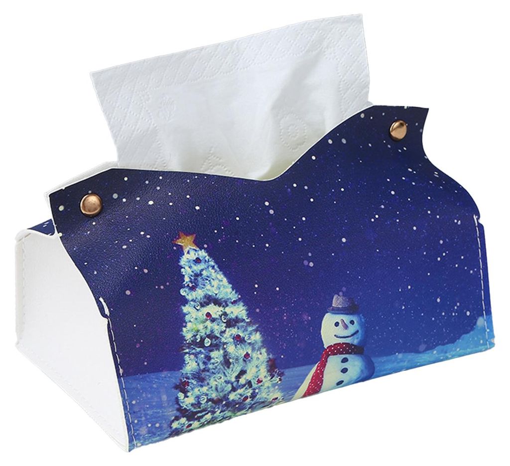 Faltbarer Papierhalter Schneemann Schneeflocke Taschentuchbox-Überzug aus Kunstleder, rechteckiger Halter für Weihnachten, Schlafzimmer- oder Bü...