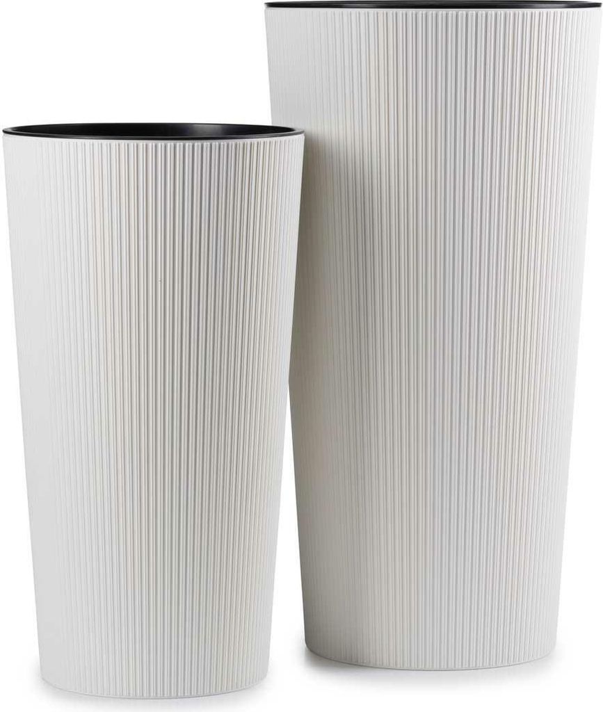 HowHomely | Pflanzkübel, Set aus 2 Blumentöpfen, Pflanztopf Weiß - 57 & 46 cm - Blumentrog, Blumentopf, Hohe Töpfe