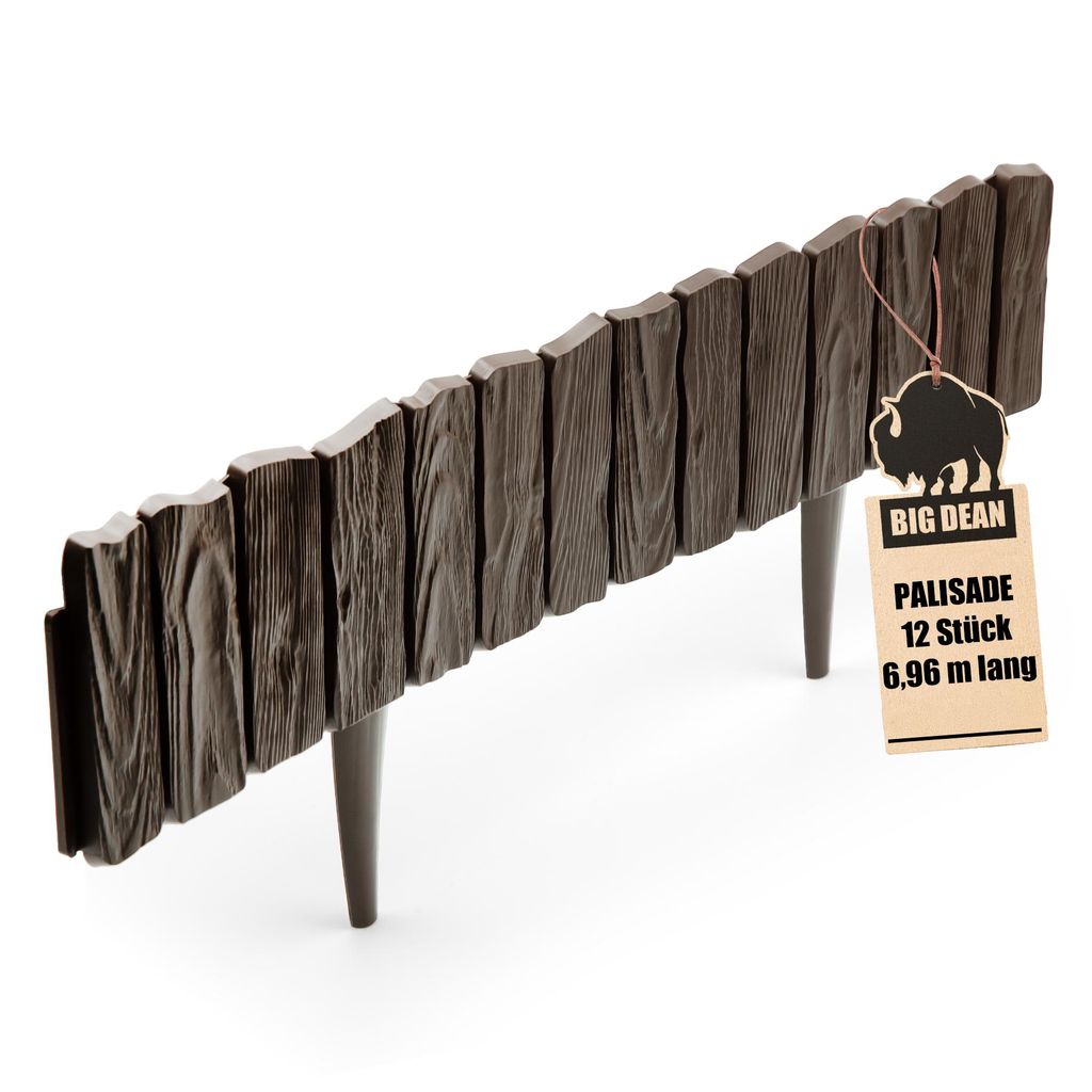 BigDean Leicht zu verarbeitende Rasenkante Kunststoff Beeteinfassung Europe 6,96 m lang 13cm hoch Braun