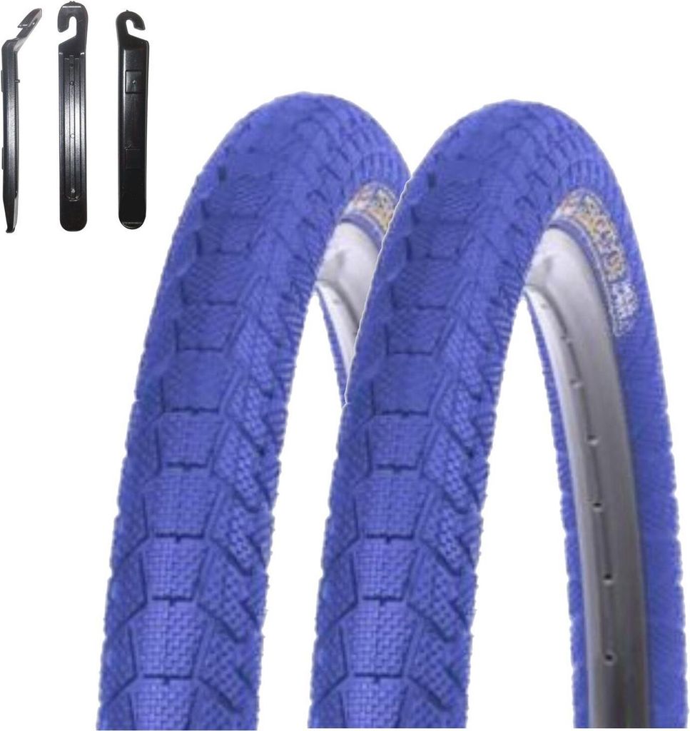 2 x Kenda K-907 Krackpot 20" BMX Fahrradreifen Fahrradmantel in Blau 50-406 (20 x 1.95) inkl. 3 Reifenheber