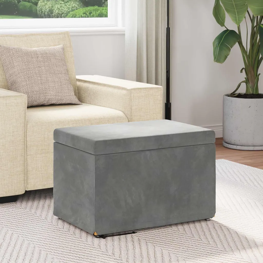 Sgabello vidaXL 60x40x40 cm Velluto Grigio | Robusto e Professionale - 3