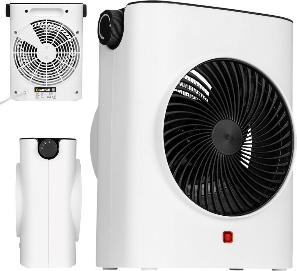 Heidenfeld Heizlüfter HL100 | 2000 Watt - Überhitzungsschutz - Thermostat - Bis zu 25 m² - IP24 - Kippschutzschalter - 2 Heizstufen - PTC-Elemente