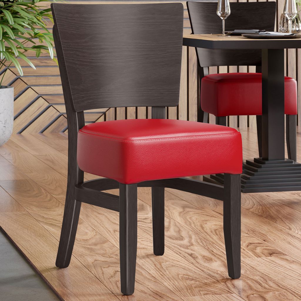 2er-Set PETRO SMALL | Bistrostuhl | Rot | Leder | Gastrostühle, Bistro Stuhl