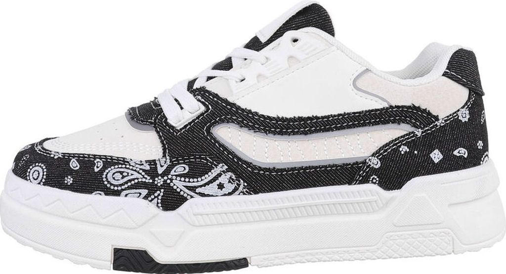 Ital-Design Damen Freizeitschuhe Textiloptik, Lederoptik Sneakers Low 85867721 Schwarz Gr. 38