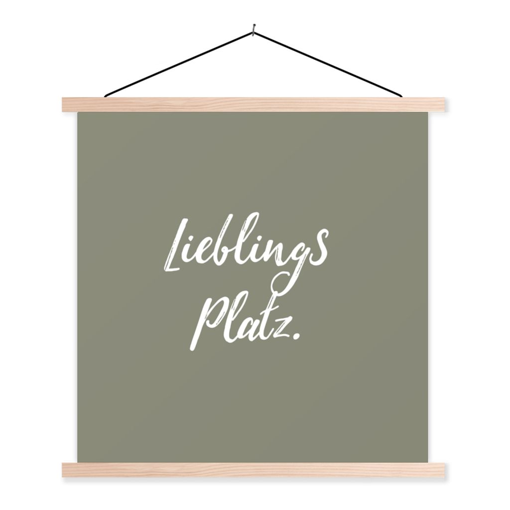 MuchoWow Textilposter Sprueken - Zitate - Lieblings Platz 60x60 cm mit holzfarbenen Rahmen - Wanddekoration