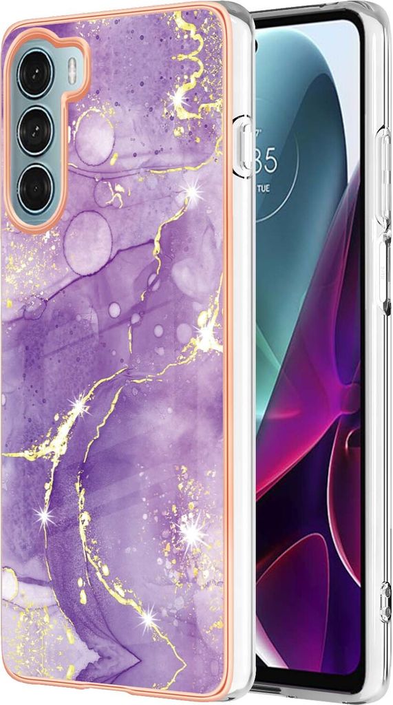 Moto G200 Case, WindCase Marble Pattern Hybrid Hard Back Weich TPU Bumper Protective Case Cover for Motorola Moto G200 Lila