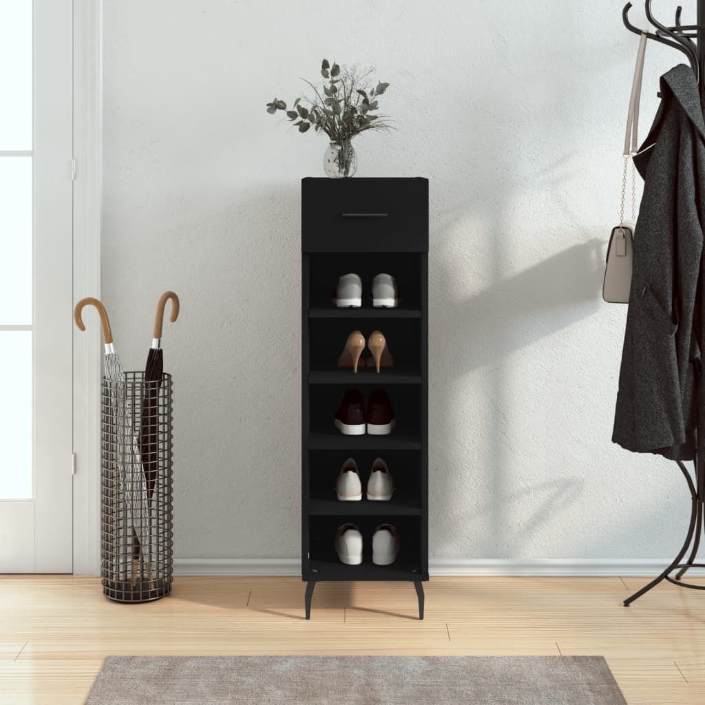 "2026 Promotion" Schuhschrank, moderner Schuhkommode, Schwarz 30x35x105 cm Holzwerkstoff - Schuhregale CC29473