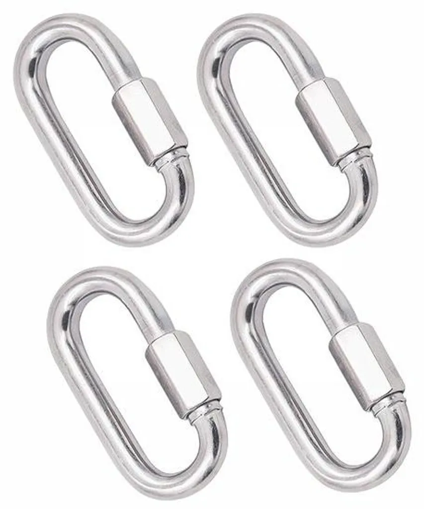 Lot de 4 mousquetons de sécurité en inox 500kg pour charges lourdes