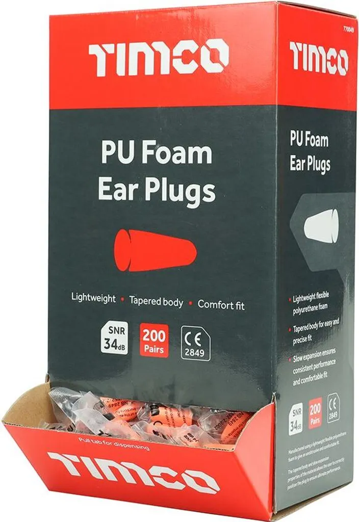 Timco Bouchons d'oreilles en mousse Polyuréthane Taille Unique 200pcs - 2