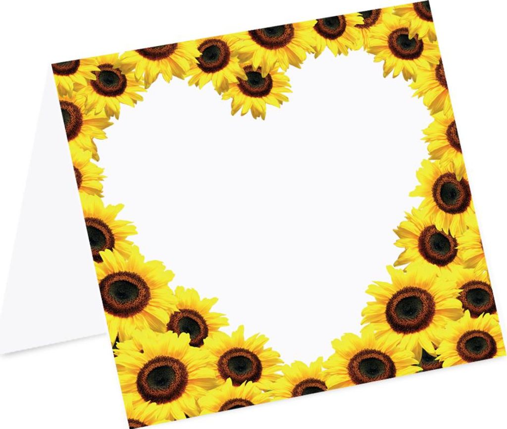 PRICARO Tischkarten "Sonnenblumen Herz", quadratisch, 40 Stück
