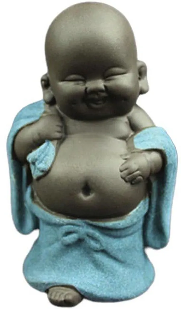 Figurine Bouddha Maitreya en céramique - Décoration zen maison/bureau