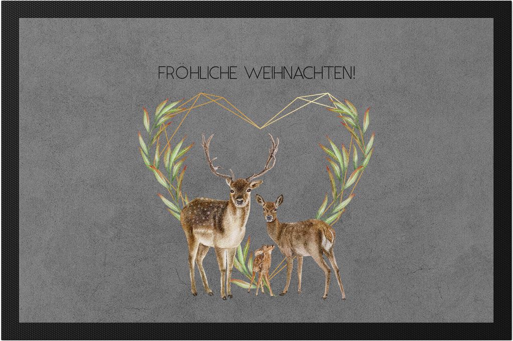 Fröhliche Weihnachten Fußmatte Geschenkidee Rentier-Fans Reh-Kids Süßes Motiv für Weihnachten für Familie Freunde