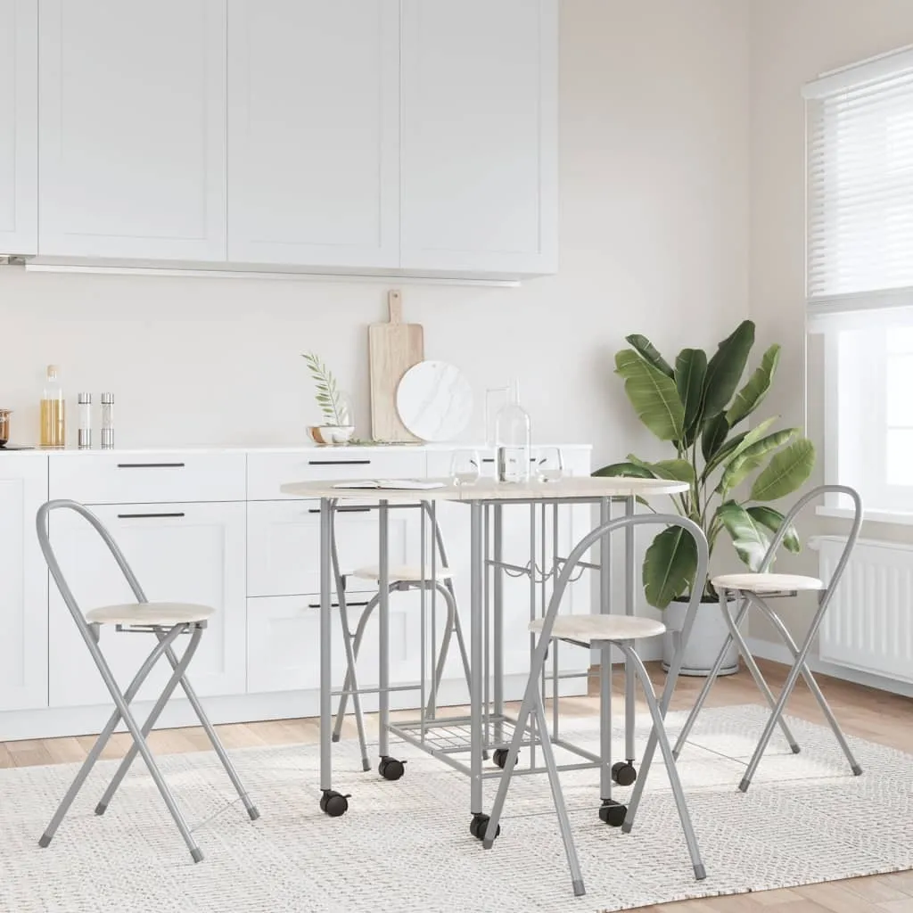 Ensemble table à manger pliable avec 4 chaises encastrables en bois MDF