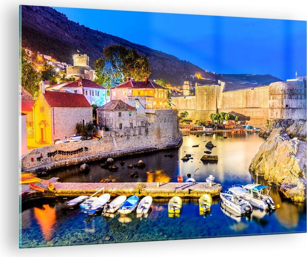 Bilder auf glas - Kroatien Dubrovnik Altstadt Festung - 70x50cm - Glasbilder - Wandbilder - Kunstdruck - Wanddekoration aus Glas - Glas Bilder - Wa...