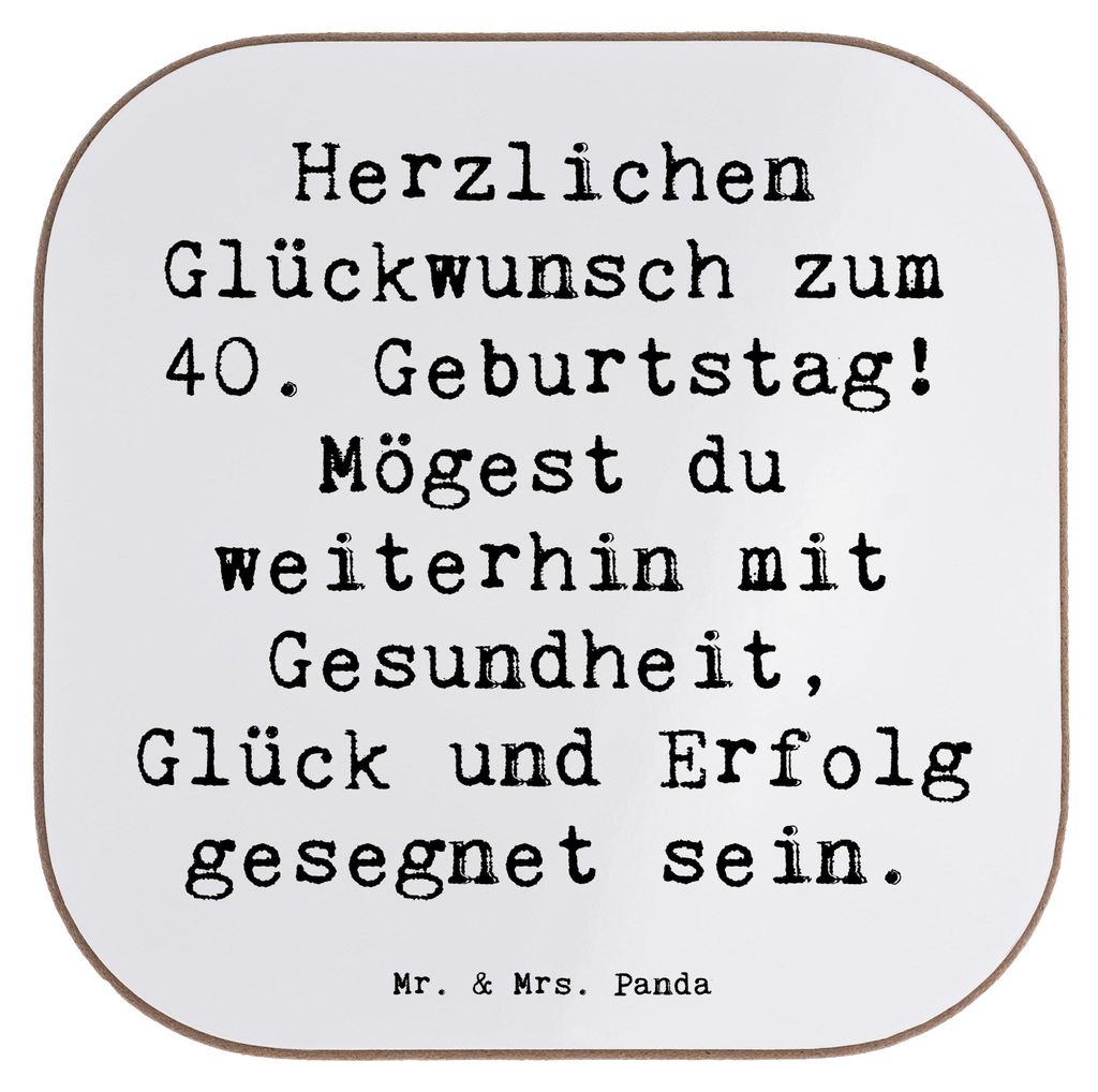 Mr. & Mrs. Panda Tischuntersetzer Spruch 40. Geburtstag - Weiß - Geschenk, gläseruntersetzer, Happy Birthday, liebevoll, Jubiläum, Coaster, Glü...