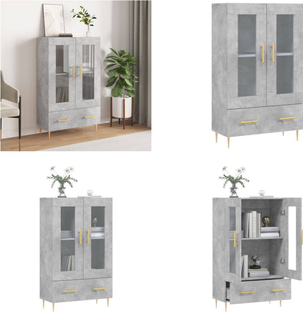 vidaXL Highboard Betongrau 69,5x31x115 cm Holzwerkstoff - Highboard - Highboards - Sideboard - Schrank