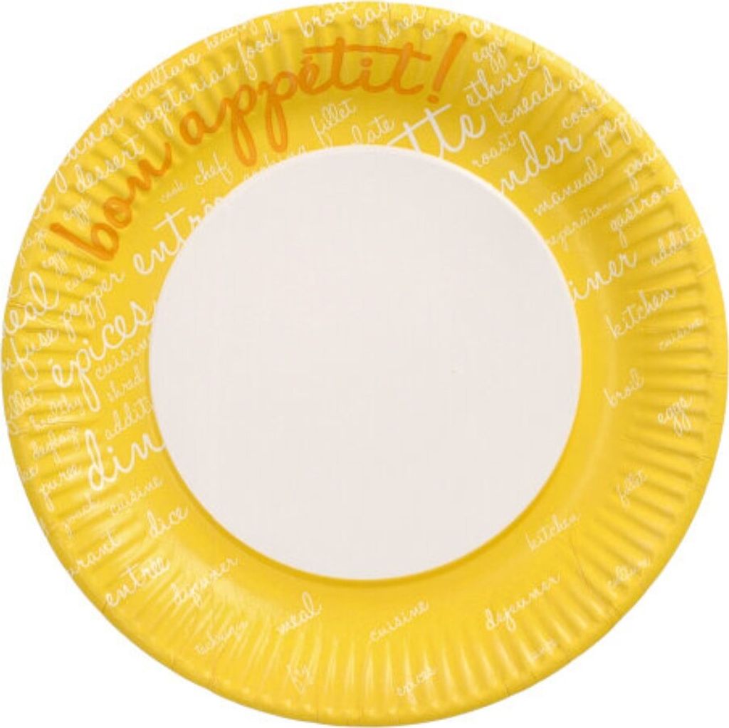 PAPSTAR Teller rund Ø 23 cm, gelb, ideal für Feste und Feiern | Schrumpffolie (10 Stück)