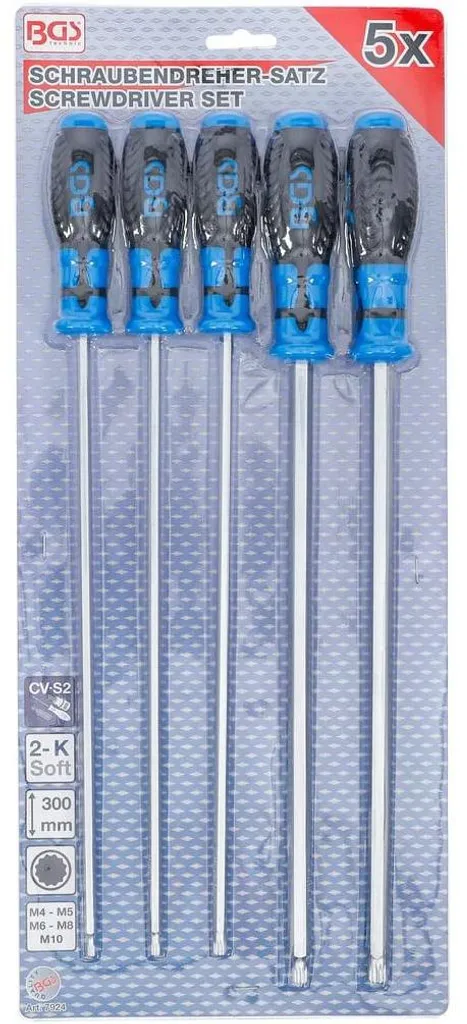 Jeu de 5 Tournevis Denture Multiple XZN D-Work en Acier Chrome Vanadium