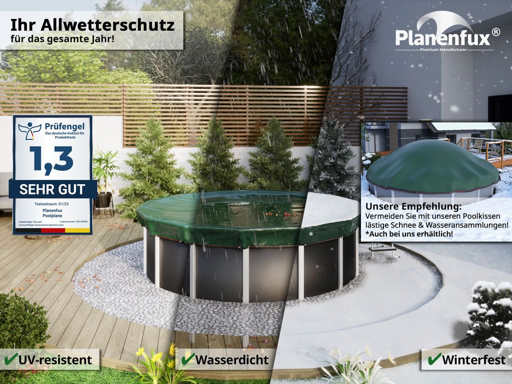 Planenfux® Pool Abdeckplane für Ø 366 - 400 cm Rundpools | Produktbild 4