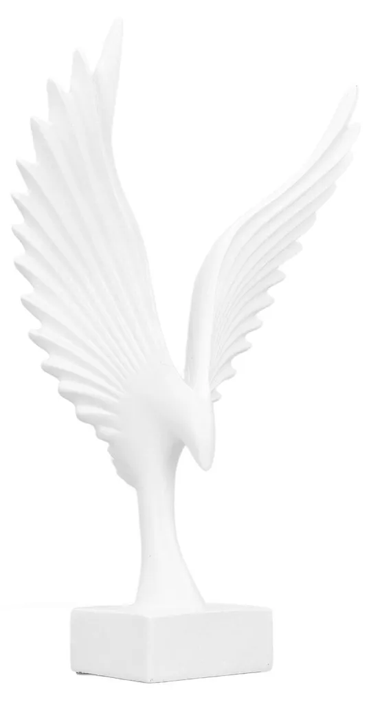 Aigle en Résine Blanche à Ailes Géométriques - Déco Style Origami