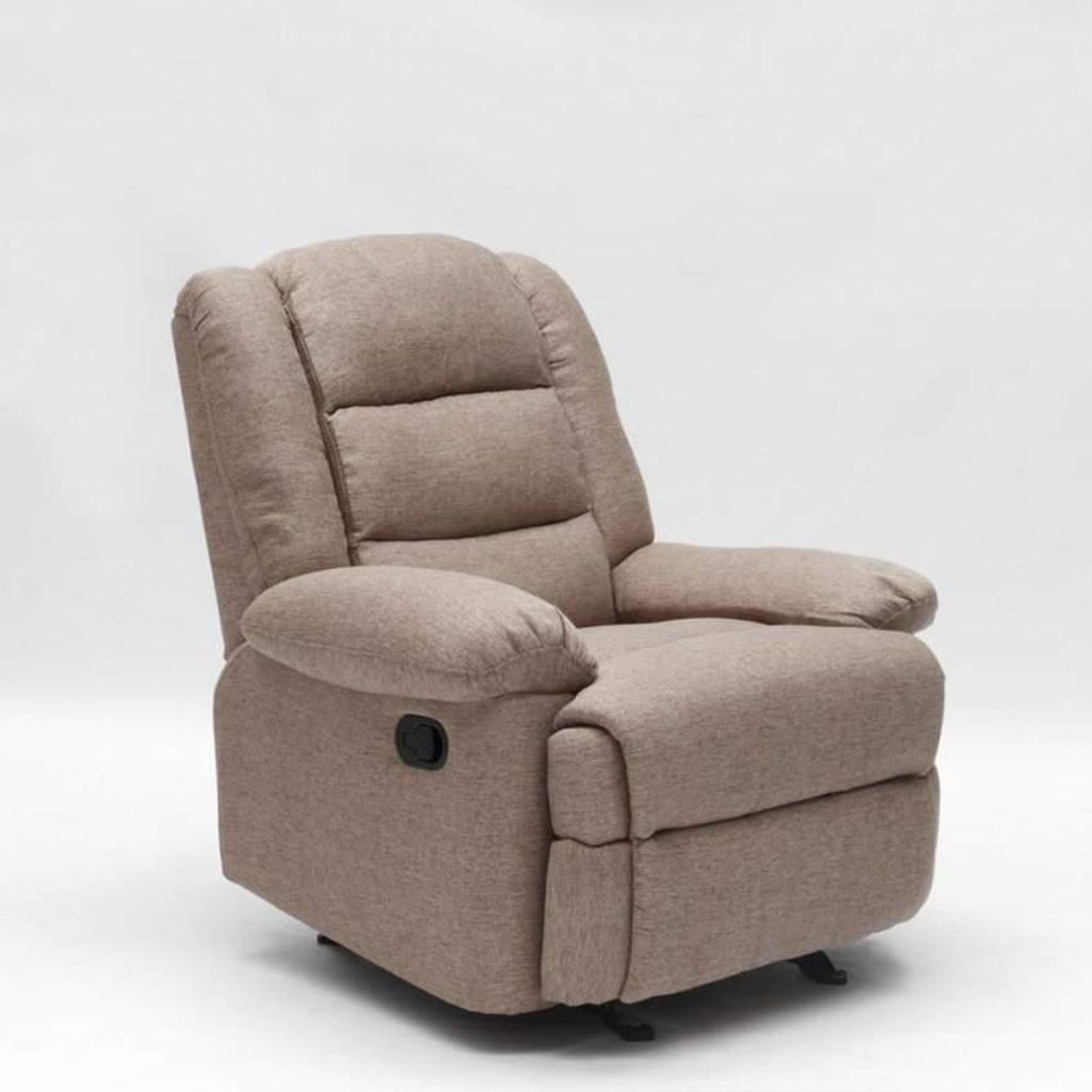 Klappbarer Schaukelsessel Relaxsessel mit Fußstütze Stoff Design Sofia - Beige