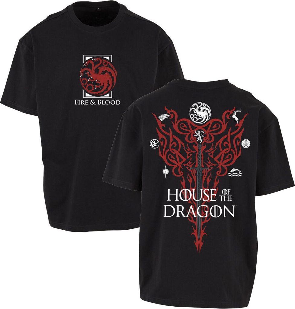 Game Of Thrones T-Shirt Uni House of the Dragon - Fire & Blood Houses Emblems schwarz XXL