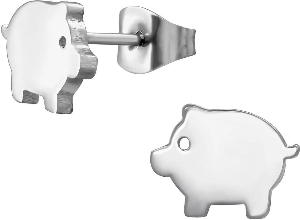 Ohrringe Ohrstecker 316L Chirurgenstahl mit Schwein in Produktbild 