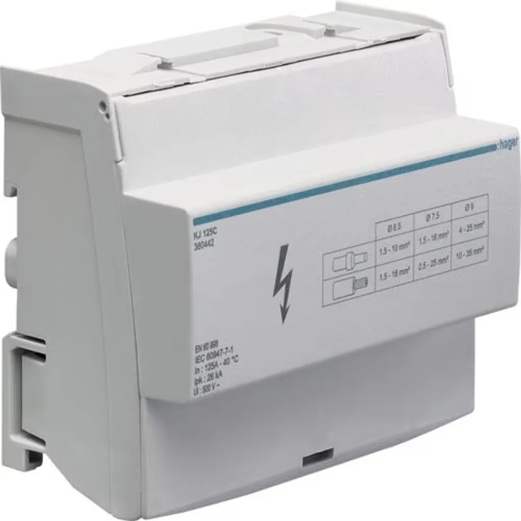 Bloc de distribution Hager KJ125B 125A 4 pôles pour tableau électrique