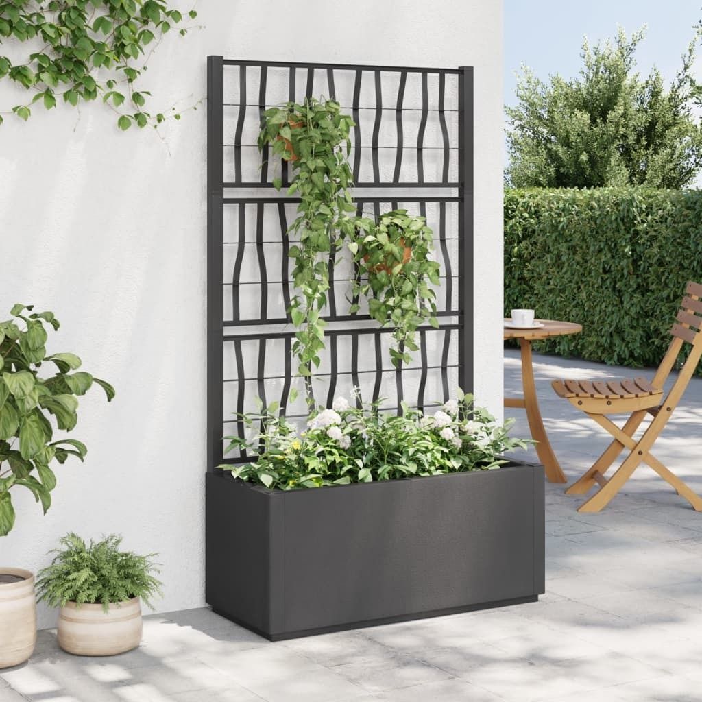 květináč s mříží Tmavě šedý 80x36x140 cm PP Obrázek produktu 