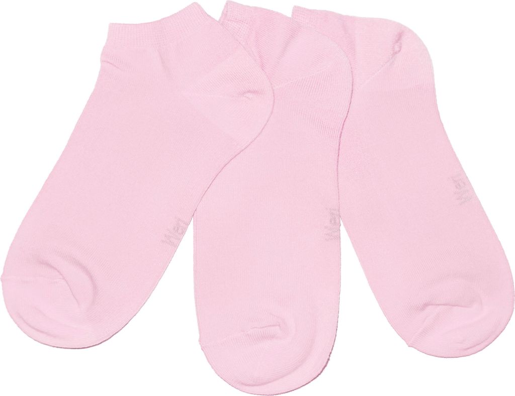 Kinder Sneaker Socken 3-er Pack Unifarben Rosa Größe 27-30 Glatt